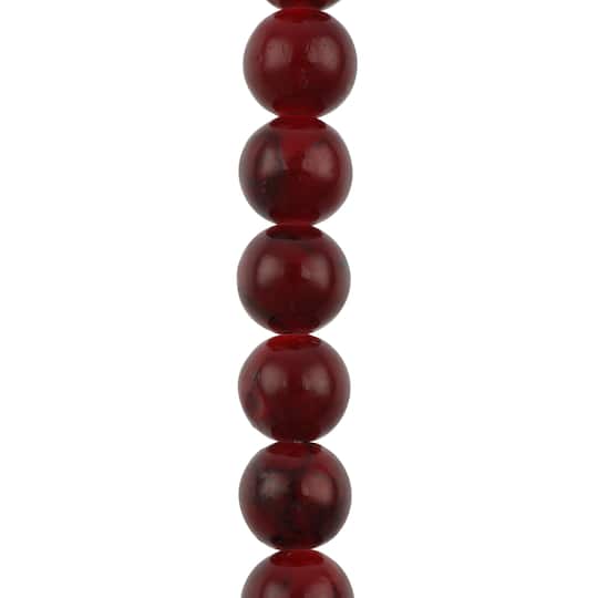 12 Pack: Dark Red Dyed Quartz Round Beads, 8mm by Bead Landing™
